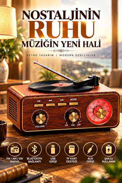 Happy Owl Retro Bluetooth Radyo Şarjlı Nostaljik Radyo USB TF Kart AUX Destek...