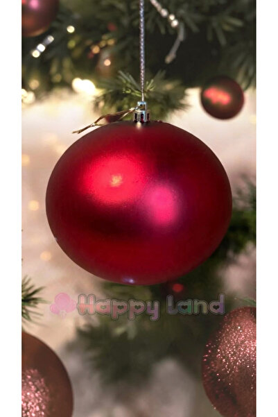 Happyland زخرفة شجرة عيد الميلاد الصنوبر حجم كبير كرة عيد الميلاد اللون الأحم...