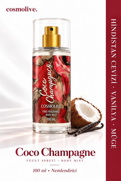 Cosmolive Seyahat Boy Body Mist | Coco Champagne | Kadın | Vücut Spreyi | 100 ml