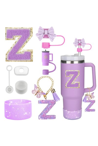 Choice مجموعة إكسسوارات Z-Purple-8pcs مكونة من 8 قطع لكوب ستانلي الأرجواني سع...