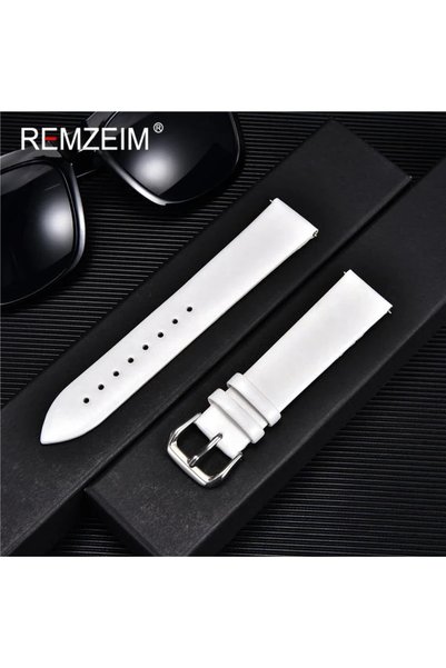 Choice10 12mm White Leather Soft Watchband 12mm 14mm 16mm 18mm 20mm 22mm Wris...