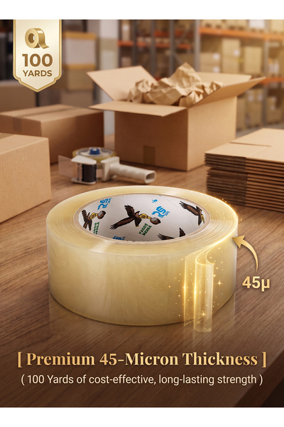 Taimi Clear Adhesive Packaging Tape, High Adhesion, 45 Micron, 100 Yards Length