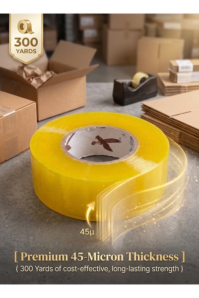 Taimi Clear Adhesive Packaging Tape, High Adhesion, 45 Micron, 300 Yards Length