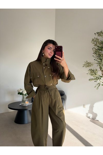 Bade Butik Haki Çıtçıtlı Nova Takım
