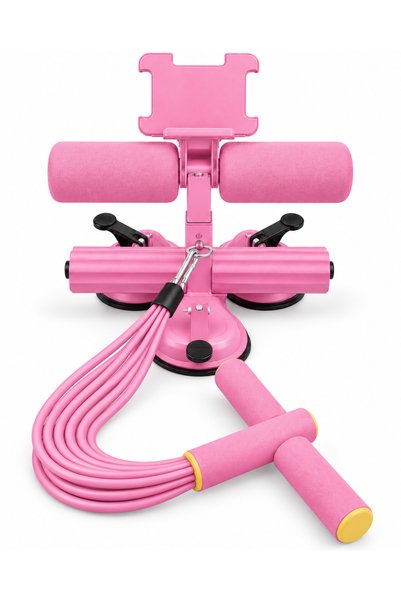 EVEREEN Pink Adjustable Sit-Up Foot Holder Bar with 3 Suction Cups and Resist...