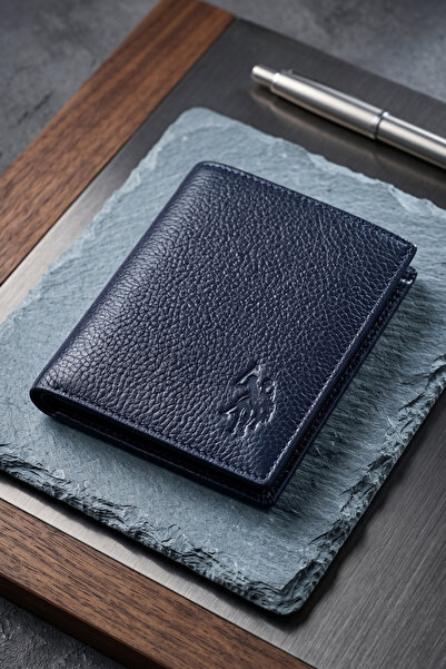 U.S. Polo Assn. U.S. Polo Assn. 23785 Genuine Leather Card Holder Dark Blue