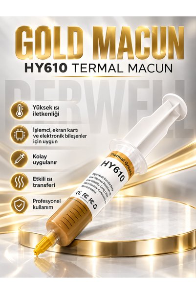 Derwell Büyük Boy 30 Gram Altın Alaşımlı Yüksek Perforsmanlı Gres Macunu Altın Isı Iletimi Termal Macun