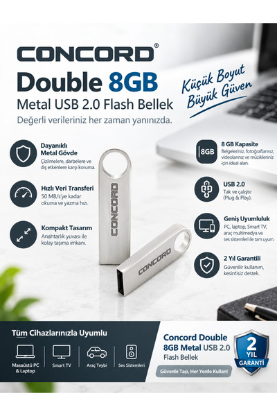 Concord 2.0 32gb Metal Flash Bellek 5 Yıl Garantili 32gb Metal Flash Bellek -...
