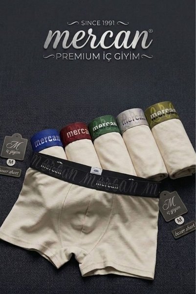 Mercan Men's Boxer 6-Pack 96% Cotton Special Design Mixed Color Elastic Waist...