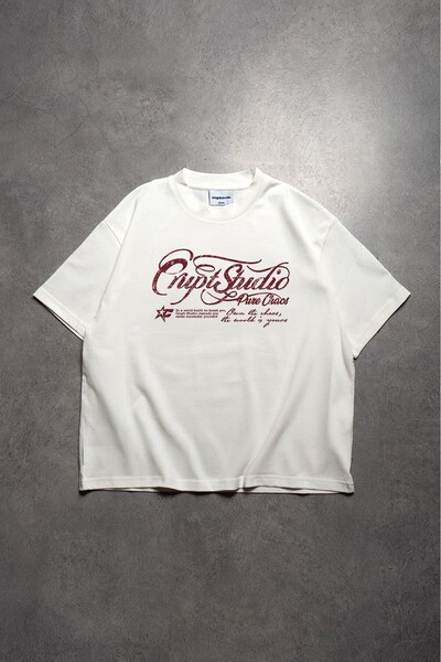 Crupt Studio Ανδρικό μπλουζάκι BordoPure Chaos White Boxy Crop