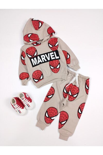 Murat Baby Marvel, Spiderman Printed Hooded Tracksuit Set