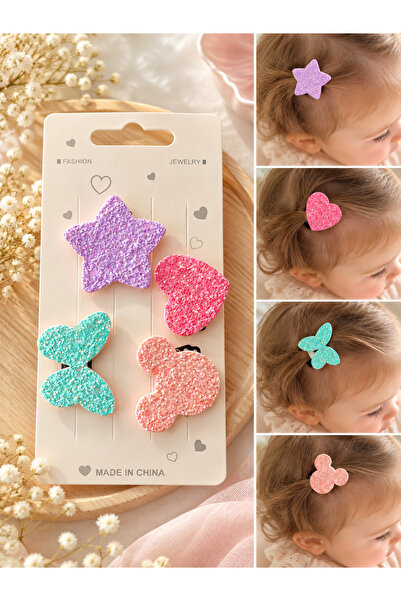 EliraToka Girls/Baby Hairless Baby Clips Set of 4 Mixed Shapes Shipped