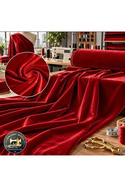 Simline Țesătură tricotată din catifea roșie (100 cm lungime - 150 cm lățime)