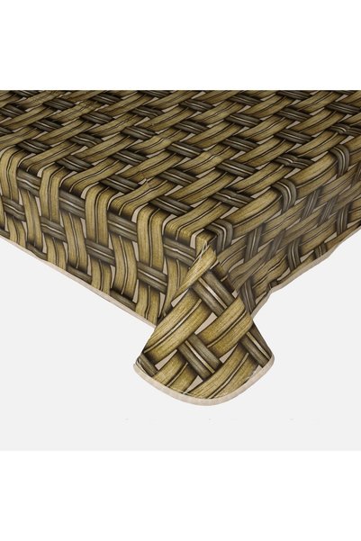 OEM Fata de Masa Plastifiata cu Model Impletit Bej & Olive 180x140cm