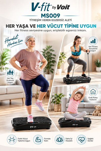 Voit Titreşimli Kumandalı Egzersiz Platformu – Karın, Basen, Kol ve Bacak İçi...