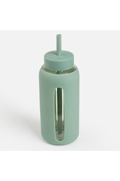 OEM Sticlă cu înveliș din silicon verde mentă, cu capac și pai, gradație în m...