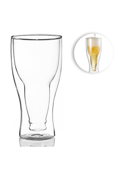 OEM Pahar din Sticla cu Model Sticla de Bere cu Perete Dublu 400ml