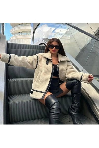 Reysamoda Kürklü biker mont