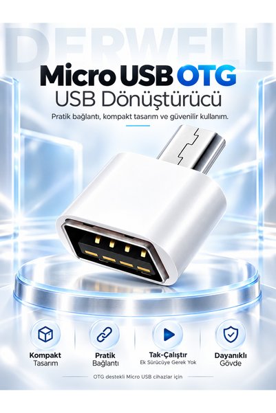 Derwell Yeni 2025 Micro To Usb Çevirici Otg Dönüştürücü Için Huawei Samsung M...