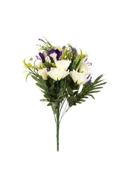 OEM Buchet flori artificiale mov albe 60cm decoratiune casa