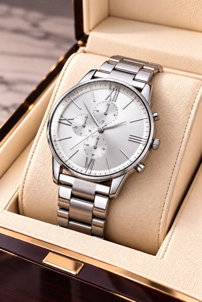 Güncel Vitrin Gümüş Erkek Kol Saati - Şık Kutulu Sevgiliye Hediye