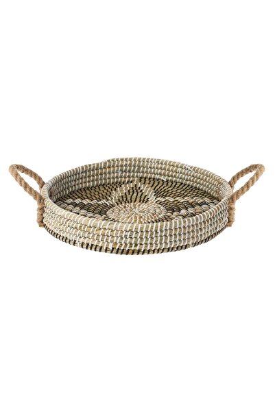 OEM Tava rotunda paie naturala model stea manere 37cm decorativa servire