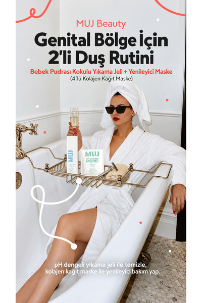 Muj Beauty Genital Bölge İçin 2'li Duş Rutini- Yenileyici Maske (4'lü Kolajen...