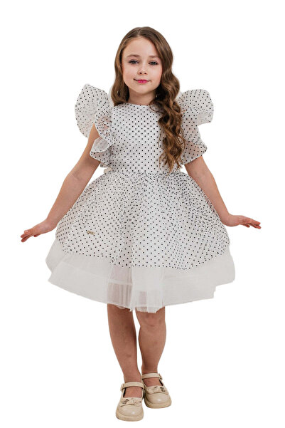 SOLLUXE CELESTE - Rochiță de ocazie din organza cu buline și tulle fin cu cri...