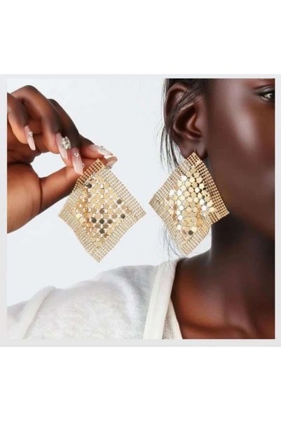 mos & more by mosev Brand Model, Gold Square Earrings