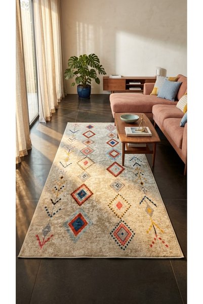 Thalia Home Dijital Baskı Kaymaz Taban Yıkanabilir Mutfak Halısı Yolluk