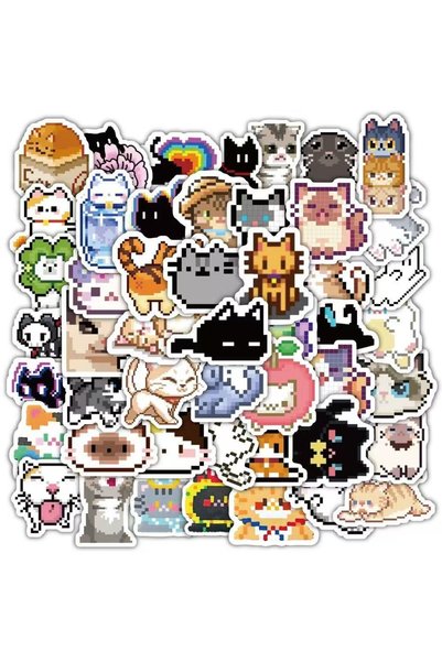 Choice xiang su xiao mao 100 pcs Cute pixel Kitten stickers Children Decorate...