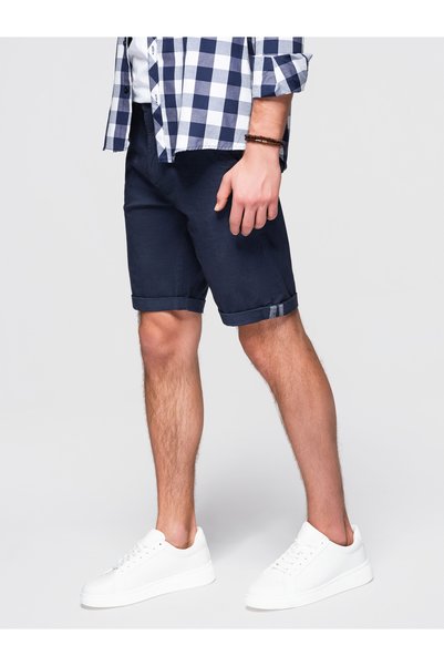 OMBRE Pantaloni scurți chino clasici pentru bărbați, cu tivul rulat, bleumari...