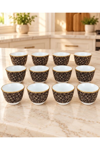 AR-Kitchen 12 Piece Arabic Porcelain Coffee Cup Set - Cawa Set