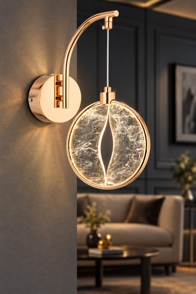 İstanbul Avize Asya Aplik Tekli Gold 3 Renk Ledli Modern Lüx Led Aplik