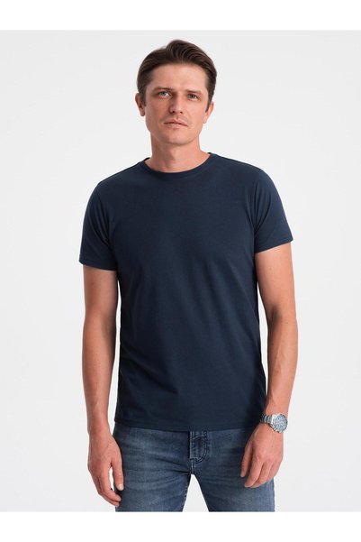 OMBRE Tricou bărbătesc cu guler rotund, croială normală, tricot din bumbac, b...