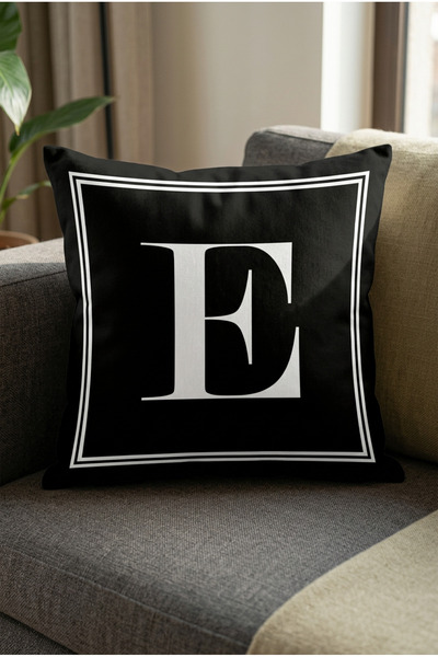 LadiesHome Harfli Kırlent Yastık Kılıfı - E Harfi - 43x43 Cm