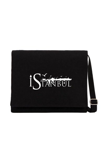 CrowsGate Geantă Messenger din pânză neagră Silhouette Istanbul
