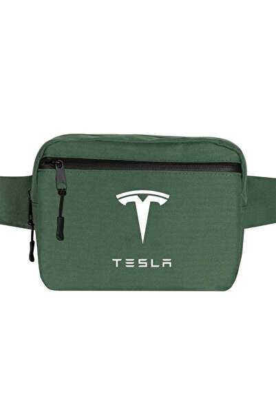 CrowsGate Tekst logotipa Tesla Pojasna torbica zelene boje
