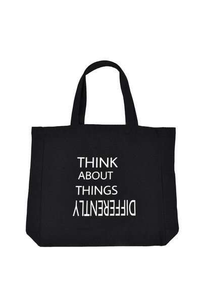 OEM Sacosa Textila Neagra Think Diffrently 40x10x40cm - Sacose Textile, Produ...