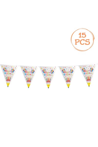 OEM Ghirlandă cu stegulețe Happy Birthday, folie metalizată aurie, 4,8 m lung...
