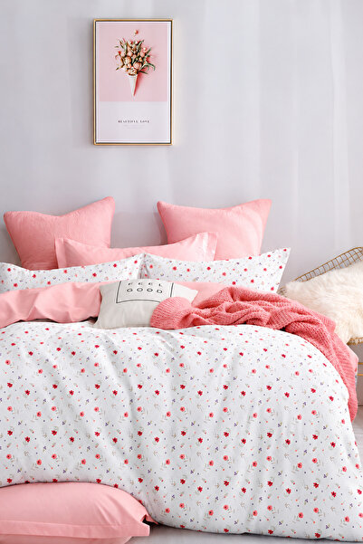 İQON Fitted Sheet Duvet Cover Set Single Minimal White
