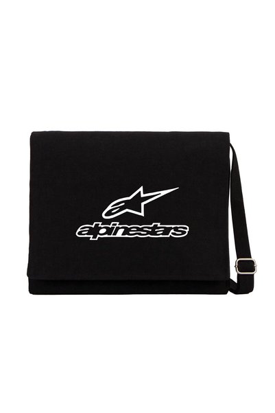 CrowsGate Geantă Messenger din pânză neagră cu text cu logo Alpinestars