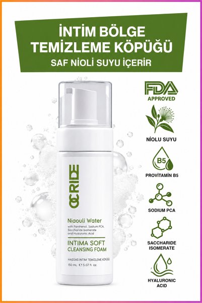 OCRIDE Nioli Suyu Ph Dengeleyici Koku Önleyici Genital Bölge Temizleme Köpüğü - Hassas İntim Temizleme