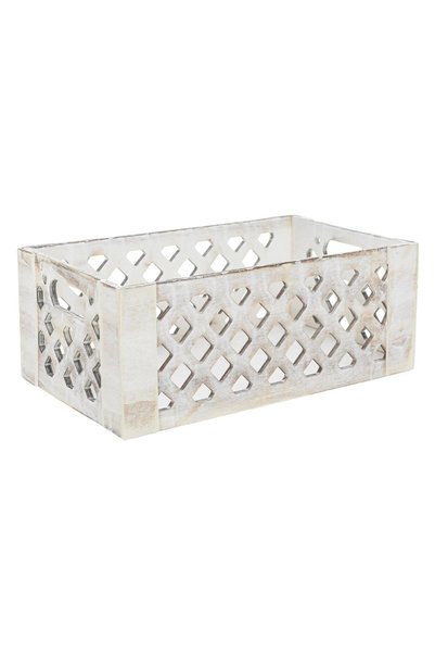 OEM Lada din Lemn Decorativa Alba Brushed 28x17x11.5cm