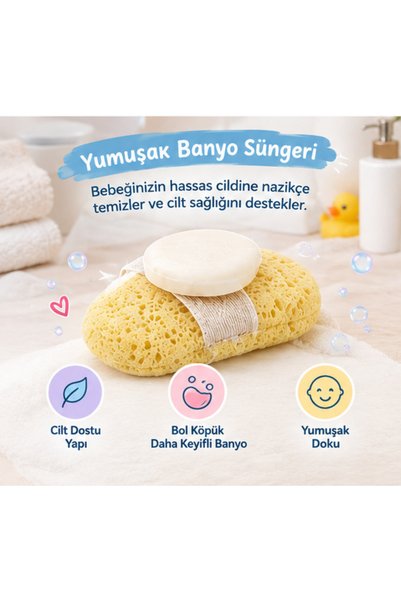 MorBebe 2’li Bebek Küvet Filesi ve Banyo Süngeri Seti