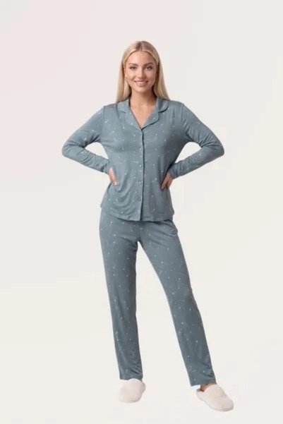 SS HOME CONCEPT Pjs 30198 Women's Front Buttoned Long Sleeve Pajama Set