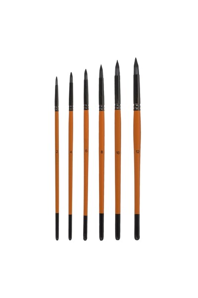 OEM Set Pensule Pictura cu Maner din Lemn & Varf Rotund (Nr.2-Nr.12) - 6buc