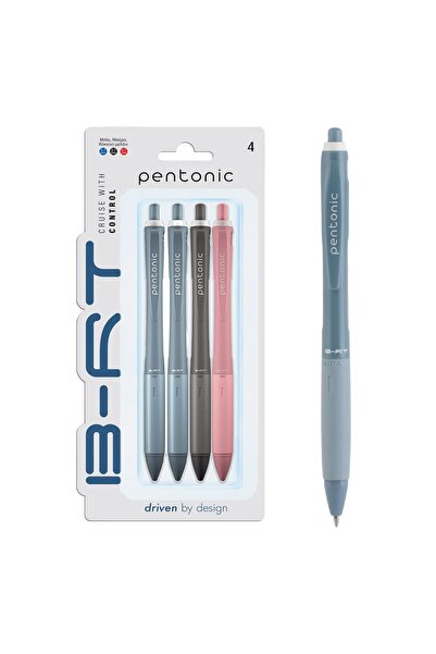 OEM Set Pixuri Ballpen cu Grip Moale Bleu Negru Rosu Pentonic 0.7mm - 4buc