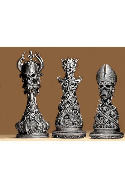 DEOZ3D Gothic Decorated Chess Piece Set – Special Design 3D Printing Decorative Collectible