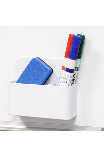 OEM Suport Magnetic din Plastic Alb cu 2 Nivele pentru Tabla 12x4x10cm